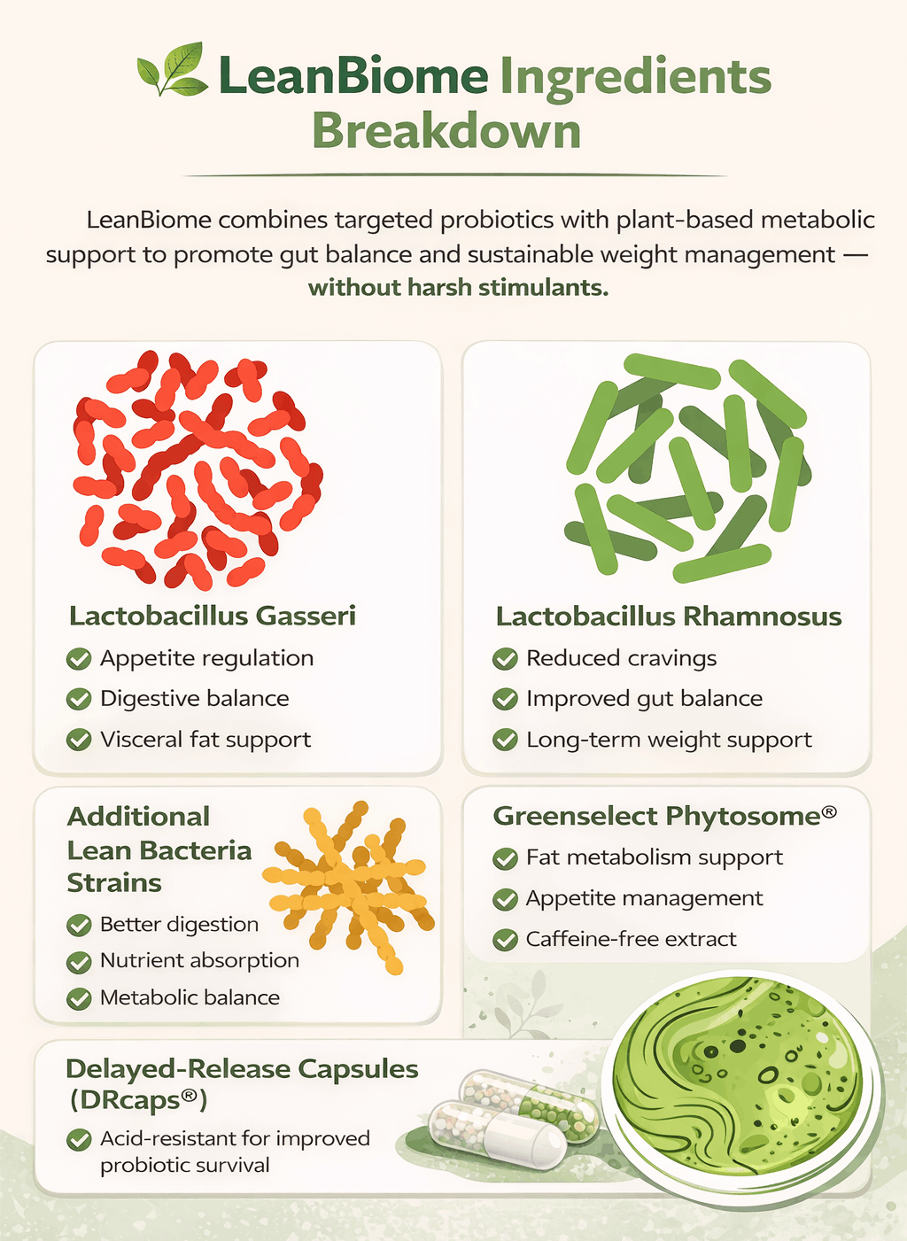 LeanBiome gut microbiome science illustration for weight management